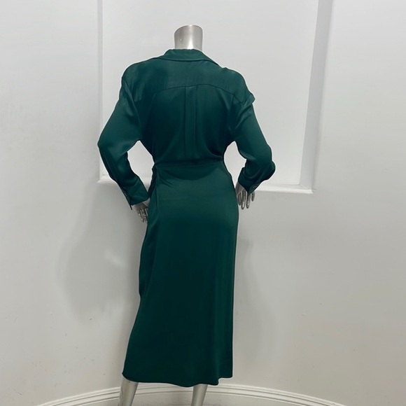 ZARA Limited Edition Green Long Sleeves Maxi Wrap Around Medium Cocktail Dress - Picture 13 of 13
